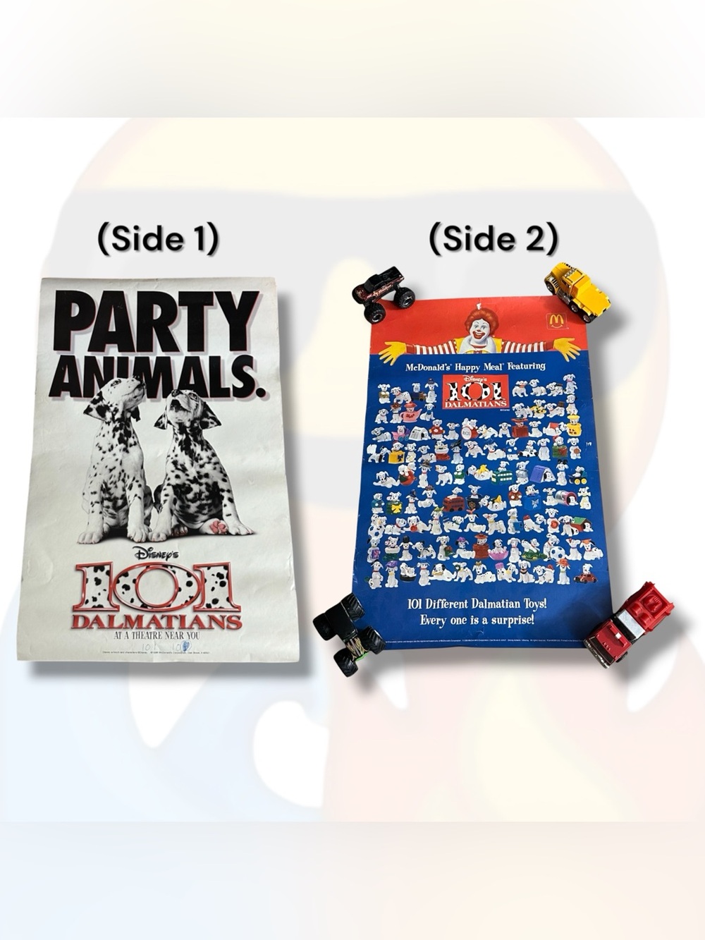 Vintage 1996 McDonald’s 101 Dalmatians Disney Happy Meal Toy Two-Sided Poster